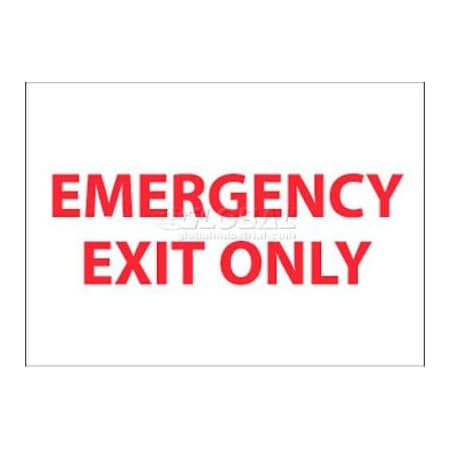 National Marker Co NMC Fire Sign, Emergency Exit Only, 7in X 10in, White/Red M34R